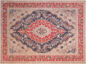 handmade Vintage Blue Red Hand Knotted RECTANGLE 100% WOOL area rug 8x11